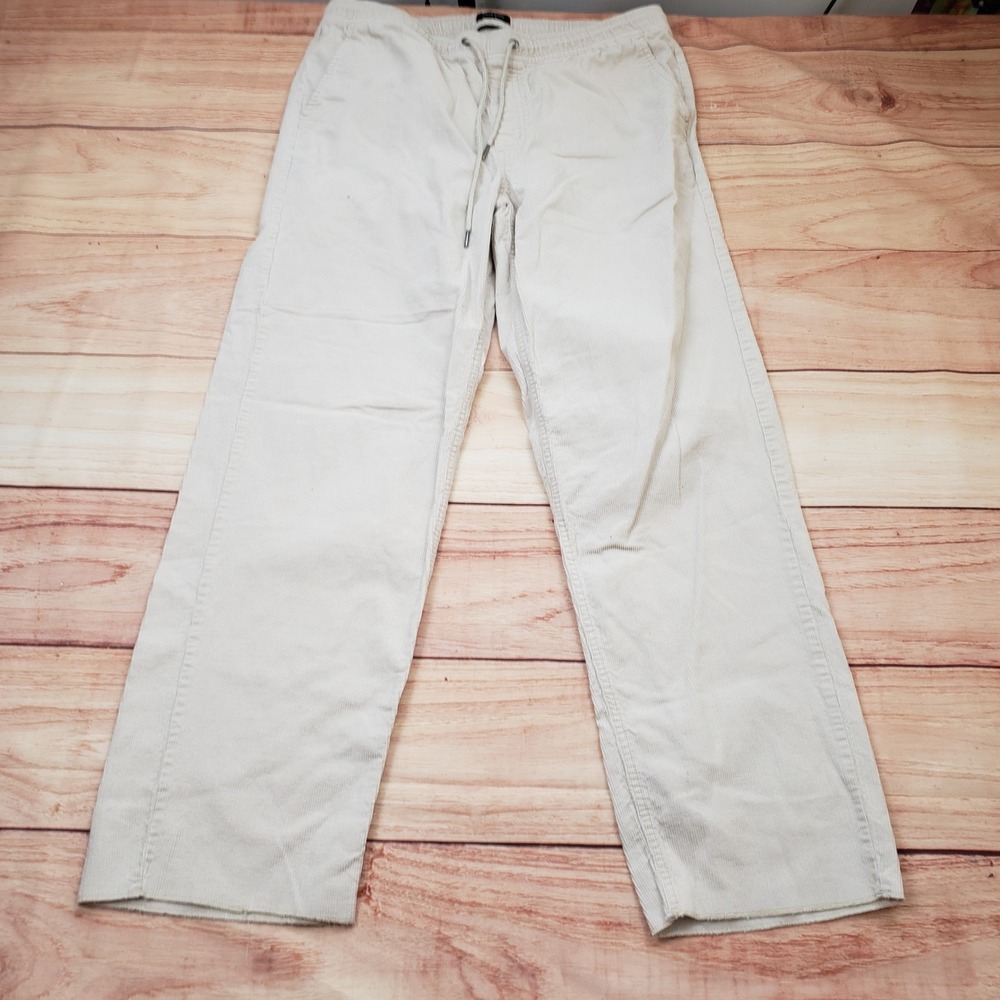 Brixton Pants Mens Large Cream Corduroy Regular Fit Elastic Drawstring Skate
